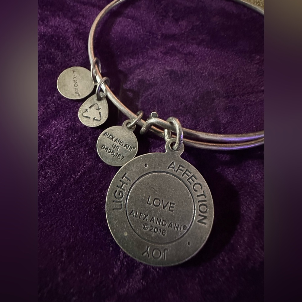 Alex and Ani Rafaelian Silver “Love” Charm Bangle - Picture 2 of 2